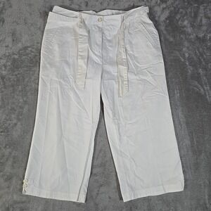 Covington Pants Cropped Womens 14 White Casual Belted Capri‎ Normcore